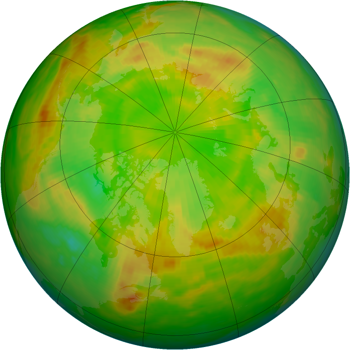 Arctic ozone map for 13 June 1991